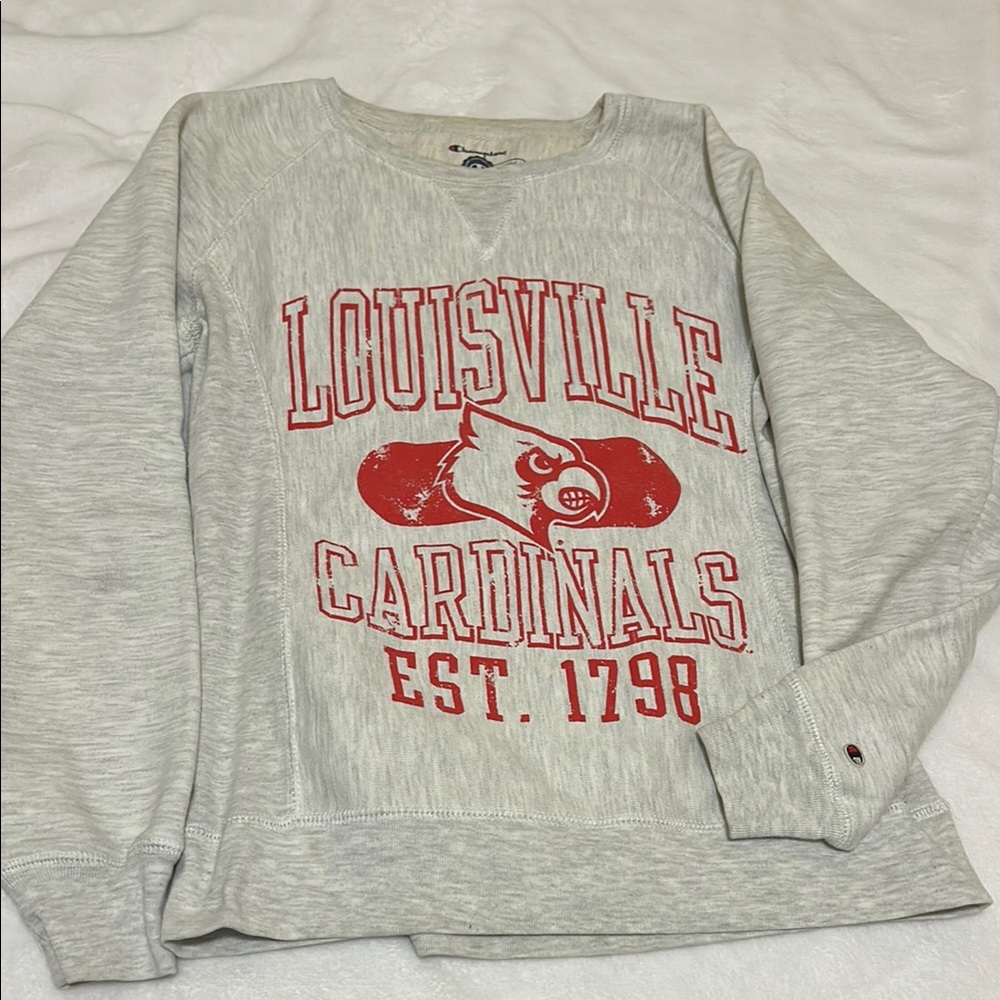 Champion Gray Louisville Cardinals Sweatshirt